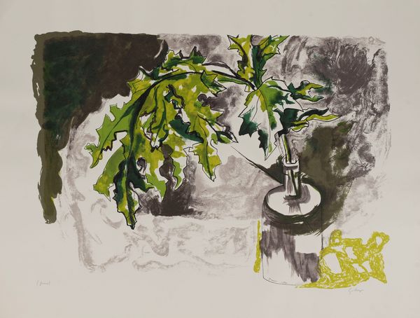Renato Guttuso : Foglie nella bottiglia  - Asta Grafica Internazionale e Multipli d'Autore - Associazione Nazionale - Case d'Asta italiane