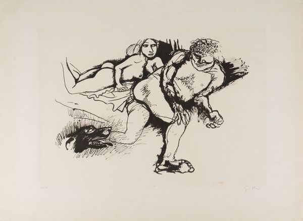 Renato Guttuso : Coppia con cane  - Asta Grafica Internazionale e Multipli d'Autore - Associazione Nazionale - Case d'Asta italiane