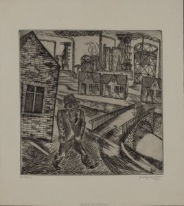 Conrad Felixmüller - Ruhrkohlenrevier, (Foresta di ciminiere nel bacino carbonifero della Ruhr)