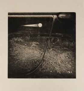 Piero Guccione - Riflessi sulla Volkswagen (Siepe nella macchina nera)