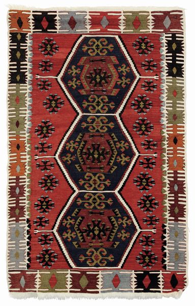 Kilim Anatolia fine XIX inizio XX secolo  - Asta Tappeti antichi - Associazione Nazionale - Case d'Asta italiane