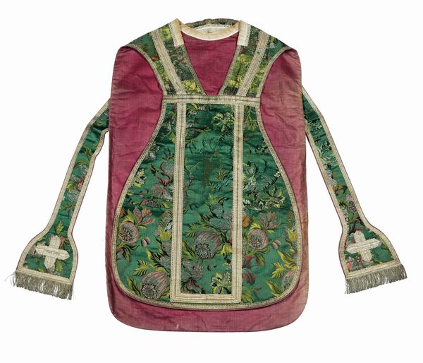 Pianeta con stola. XVIII secolo  - Asta Tappeti antichi - Associazione Nazionale - Case d'Asta italiane