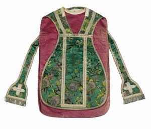 Pianeta con stola. XVIII secolo  - Asta Tappeti antichi - Associazione Nazionale - Case d'Asta italiane