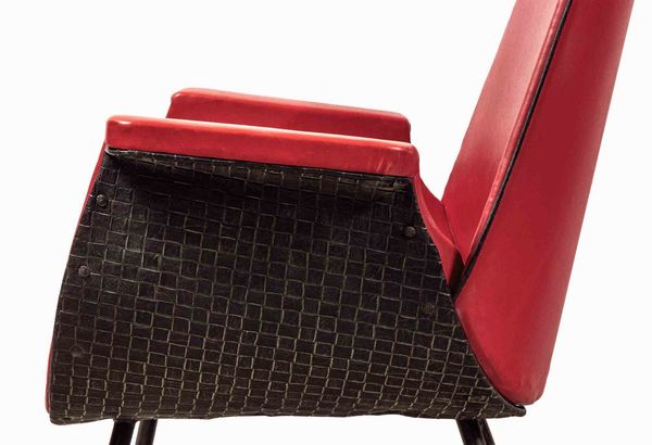 GASTONE RINALDIPadova, 1920 - 2006 : Coppia di poltrone rosse vintage  - Asta 1950-1980 Design and Decor - Associazione Nazionale - Case d'Asta italiane