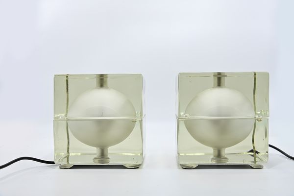 ALESSANDRO MENDINI - FIDENZA VETRARIA : Coppia di lampade Cubosfera  - Asta 1950-1980 Design and Decor - Associazione Nazionale - Case d'Asta italiane