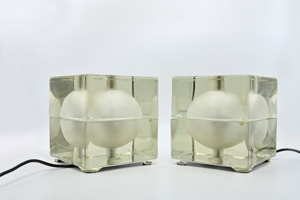 ALESSANDRO MENDINI - FIDENZA VETRARIA
 : Coppia di lampade Cubosfera  - Asta 1950-1980 Design and Decor - Associazione Nazionale - Case d'Asta italiane