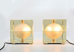 ALESSANDRO MENDINI - FIDENZA VETRARIA : Coppia di lampade Cubosfera  - Asta 1950-1980 Design and Decor - Associazione Nazionale - Case d'Asta italiane