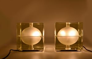 ALESSANDRO MENDINI - FIDENZA VETRARIA
 : Coppia di lampade Cubosfera  - Asta 1950-1980 Design and Decor - Associazione Nazionale - Case d'Asta italiane