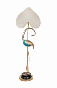 ANTONIO PAVIA - Lampada vintage con fenicottero turchese e oro