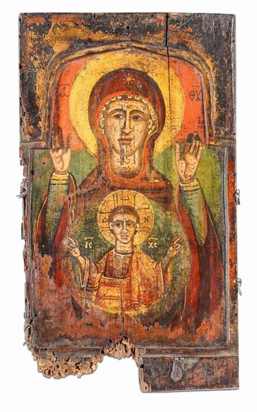 Insieme di quattro icone raffiguranti la Vergine Hodighitria, la Grande Panagia (Oranta) e due raffiguranti la Vergine di Kazan. Grecia, XIX secolo  - Asta Argenti da Collezione | Antichi - Associazione Nazionale - Case d'Asta italiane