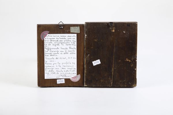 Lotto di due icone a tempera su tavola raffiguranti la Vergine con Bambino e Santa Grande Martire Barbara con il Grande Schema. Russia, XIX secolo  - Asta Argenti da Collezione | Antichi - Associazione Nazionale - Case d'Asta italiane