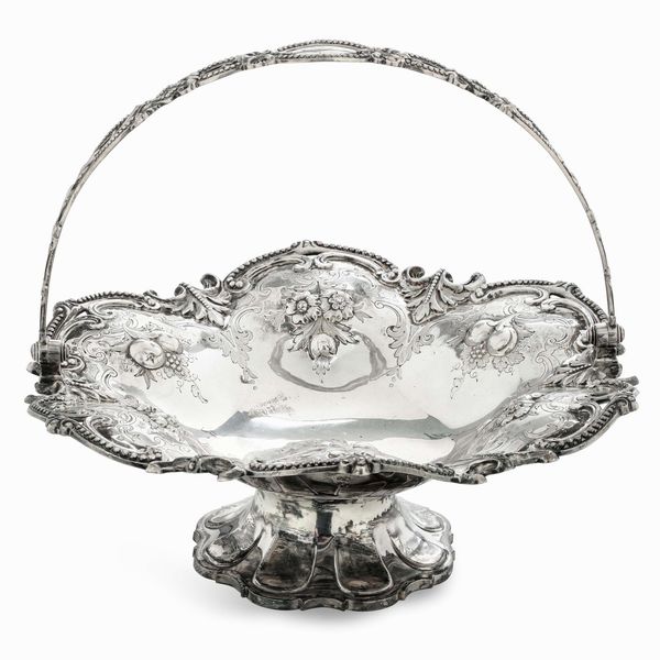 Cestino. Londra, 1864. Argentiere E.J. Barnard<BR>Etichetta cartacea Collezione Bulgari Roma  - Asta Argenti da Collezione | Antichi - Associazione Nazionale - Case d'Asta italiane