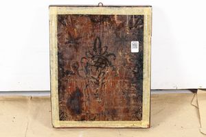 Icona raffigurante San Basilio il grande, San Giovanni Crisostomo e San Gregorio il Dialogo. Grecia, XIX secolo  - Asta Argenti da Collezione | Antichi - Associazione Nazionale - Case d'Asta italiane