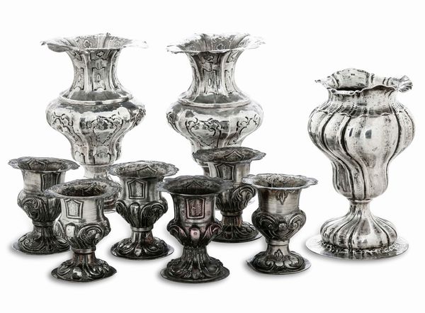 Due portapalme. Venezia, XVIII secolo. Marchio dell'argentiere non identificato  - Asta Argenti da Collezione | XX secolo - Associazione Nazionale - Case d'Asta italiane