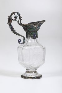 Brocchetta in argento smaltato e cristallo di rocca inciso. Austria, Vienna (?), XIX secolo  - Asta Argenti da Collezione | XX secolo - Associazione Nazionale - Case d'Asta italiane