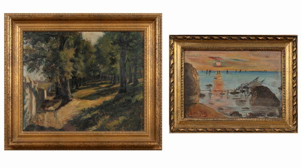 Luigi Martella : Coppia di paesaggi  - Asta Arte Figurativa tra XIX e XX Secolo - Associazione Nazionale - Case d'Asta italiane