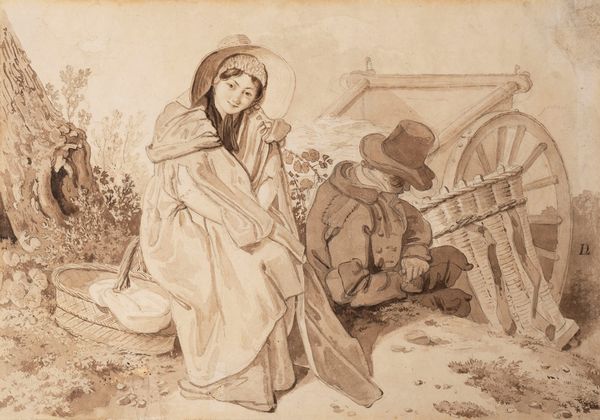 Scuola europea prima metà del XIX secolo : La sosta del carrettiere e della sua compagna  - Asta Arte Figurativa tra XIX e XX Secolo - Associazione Nazionale - Case d'Asta italiane