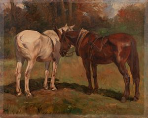 Tito Corbella - Cavallo bianco e cavallo baio