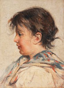 Attribuito a Silvestro Lega (Modigliana 1826-Firenze 1895) - Bambina del Gabbro