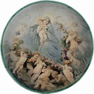 Basilio Cascella - Tondo con Madonna, Bambino e angeli