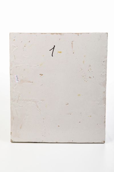 Coppia di targhe<BR>Probabilmente Pesaro, Manifattura Molaroni,  inizio XX secolo<BR>  - Asta Maioliche, Porcellane e Figure Venete di un Collezionista Veneziano - Associazione Nazionale - Case d'Asta italiane