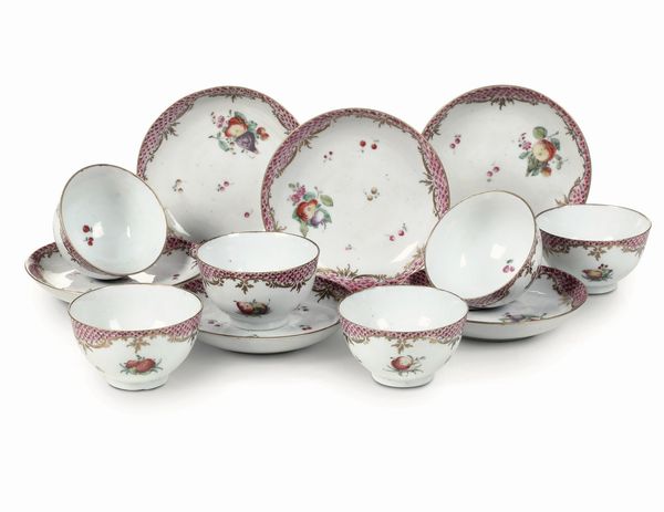 Sei tazze con piattino <BR>Venezia, Manifattura Cozzi, 1770 circa  - Asta Maioliche, Porcellane e Figure Venete di un Collezionista Veneziano - Associazione Nazionale - Case d'Asta italiane