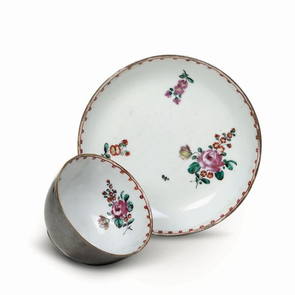 Tazza con piattino<BR>Nove, Manifattura Antonibon-Parolin, 1780-1790 circa  - Asta Maioliche, Porcellane e Figure Venete di un Collezionista Veneziano - Associazione Nazionale - Case d'Asta italiane