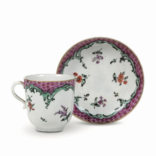 Tazza con piattino<BR>Nove, Manifattura Antonibon, 1780 circa<BR>  - Asta Maioliche, Porcellane e Figure Venete di un Collezionista Veneziano - Associazione Nazionale - Case d'Asta italiane