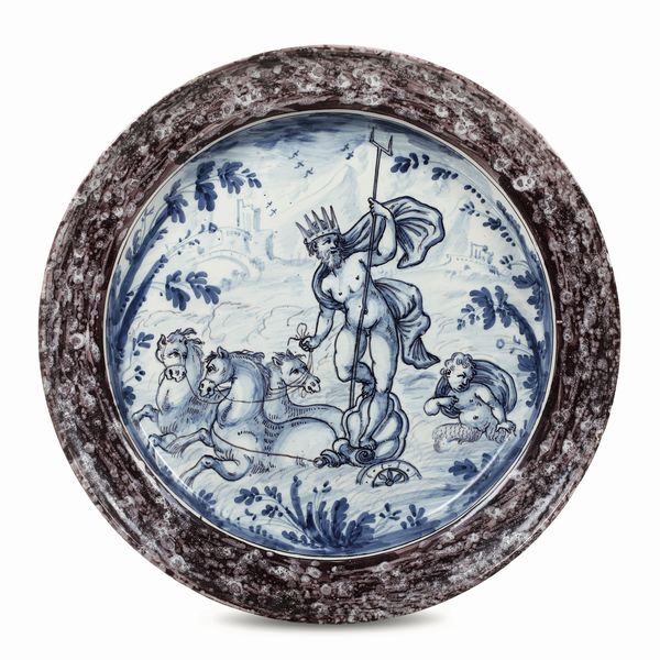 Grande piatto <BR>Pavia, manifattura Rampini o Imbres, fine del XVII secolo<BR>  - Asta Maioliche, Porcellane e Figure Venete di un Collezionista Veneziano - Associazione Nazionale - Case d'Asta italiane