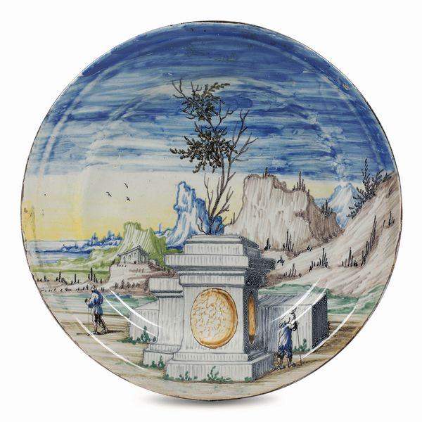 Piatto <BR>Pavia, Manifattura Rampini, pittori Africa, 1690-1700 circa<BR>  - Asta Maioliche, Porcellane e Figure Venete di un Collezionista Veneziano - Associazione Nazionale - Case d'Asta italiane