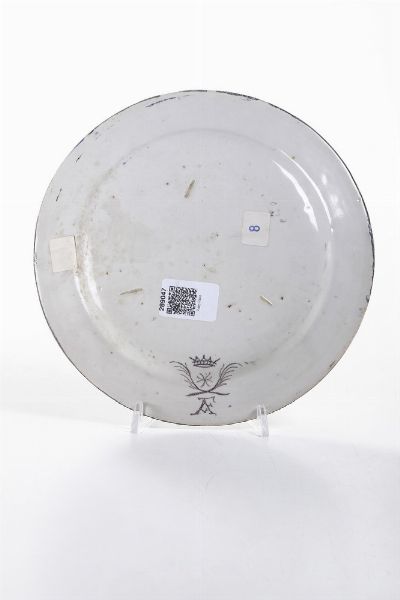 Piatto <BR>Pavia, Manifattura Rampini, pittori Africa, 1690-1700 circa<BR>  - Asta Maioliche, Porcellane e Figure Venete di un Collezionista Veneziano - Associazione Nazionale - Case d'Asta italiane