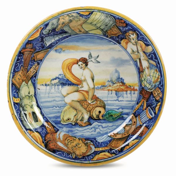 Coppa<BR>Venezia, bottega di mastro Domenego, terzo quarto del XVI secolo<BR>  - Asta Maioliche, Porcellane e Figure Venete di un Collezionista Veneziano - Associazione Nazionale - Case d'Asta italiane