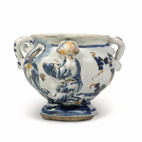 Vasetto<BR>Savona, Manifattura di Domenico Lorenzo Levantino, seconda met� del XVIII secolo<BR>  - Asta Maioliche, Porcellane e Figure Venete di un Collezionista Veneziano - Associazione Nazionale - Case d'Asta italiane