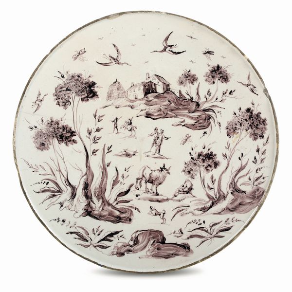 Grande Sottocoppa<BR>Savona, Manifattura Chiodo, verso la met� del XVIII secolo<BR>  - Asta Maioliche, Porcellane e Figure Venete di un Collezionista Veneziano - Associazione Nazionale - Case d'Asta italiane