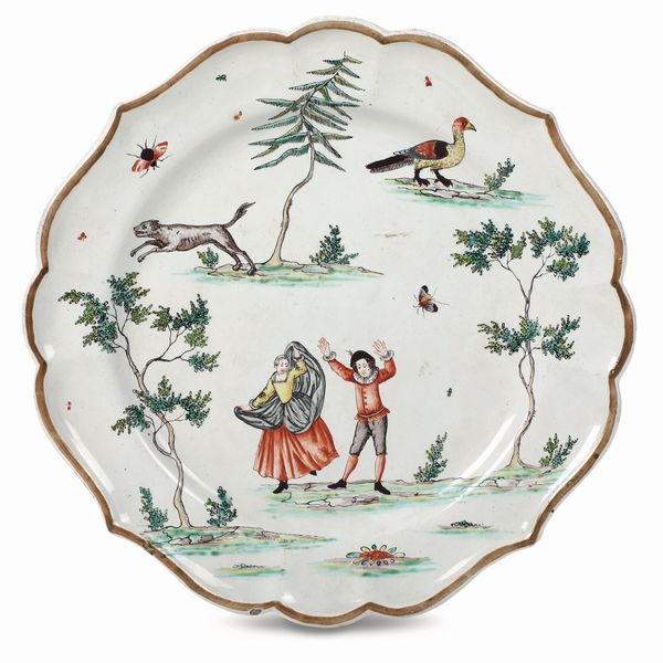 Piatto<BR>Milano, Fabbrica di Felice e Giuseppe Maria Clerici, 1770-1788<BR>  - Asta Maioliche, Porcellane e Figure Venete di un Collezionista Veneziano - Associazione Nazionale - Case d'Asta italiane