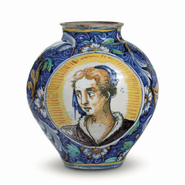 Vaso globulare <BR>Venezia, bottega di mastro Domenego, seconda met� del XVI secolo<BR>  - Asta Maioliche, Porcellane e Figure Venete di un Collezionista Veneziano - Associazione Nazionale - Case d'Asta italiane