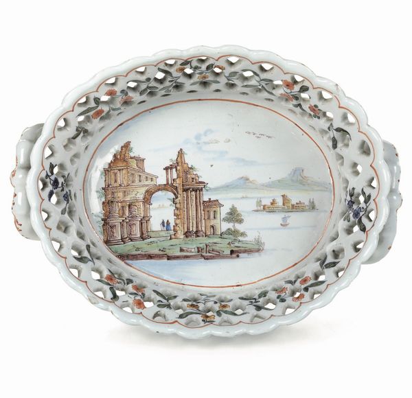 Raro cestino<BR>Nove, Manifattura di Pasquale Antonibon, seconda met� del XVIII secolo  - Asta Maioliche, Porcellane e Figure Venete di un Collezionista Veneziano - Associazione Nazionale - Case d'Asta italiane