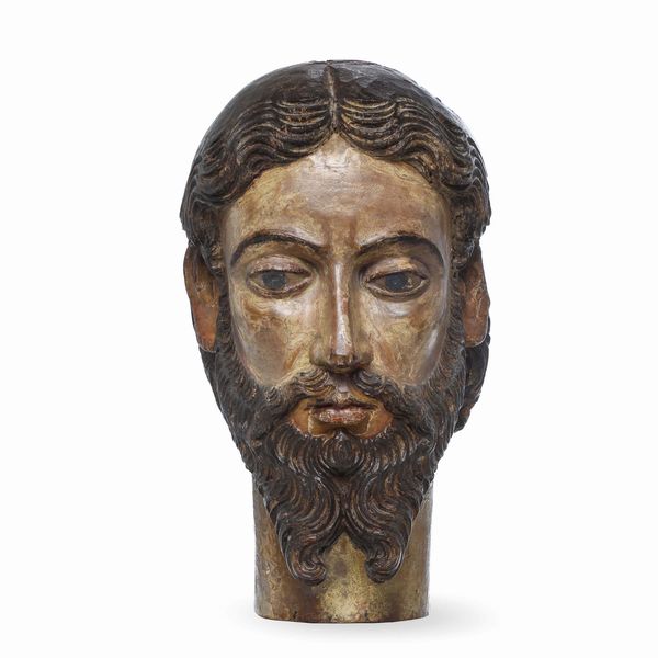 Testa di Cristo. Arte gotica spagnola, XIV-XV secolo  - Asta Scultura e Oggetti d'Arte - Associazione Nazionale - Case d'Asta italiane