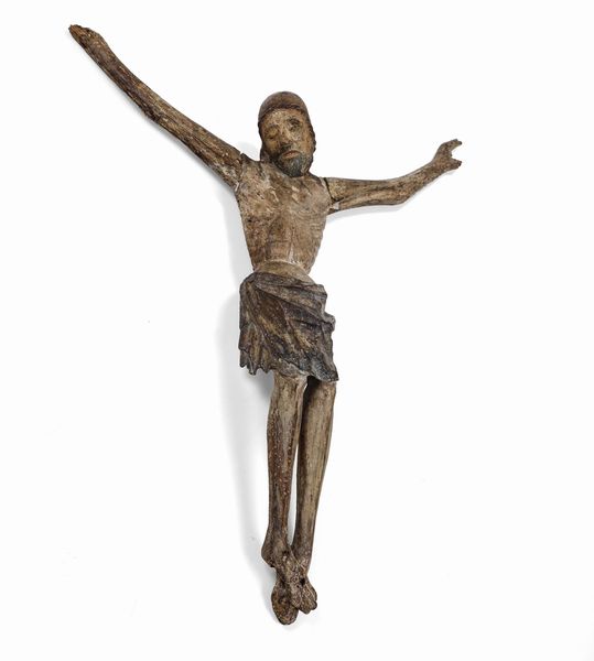 Corpus Christi. Legno scolpito con tracce di cromia. Arte tardo gotica italiana del XV secolo  - Asta Scultura e Oggetti d'Arte - Associazione Nazionale - Case d'Asta italiane