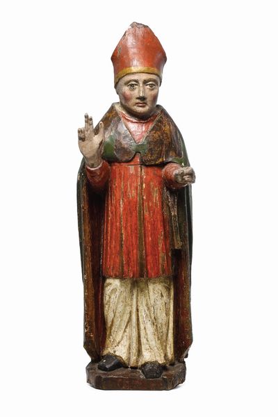 Santo Vescovo (San Gennaro?). Scultura dell�Italia centro meridionale XVI secolo  - Asta Scultura e Oggetti d'Arte - Associazione Nazionale - Case d'Asta italiane