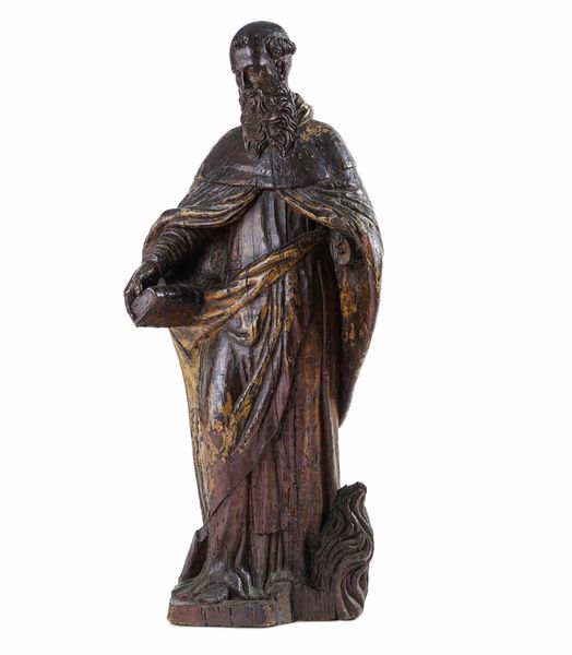 Sant'Antonio Abate. Scultore barocco, Italia, XVII secolo  - Asta Scultura e Oggetti d'Arte - Associazione Nazionale - Case d'Asta italiane