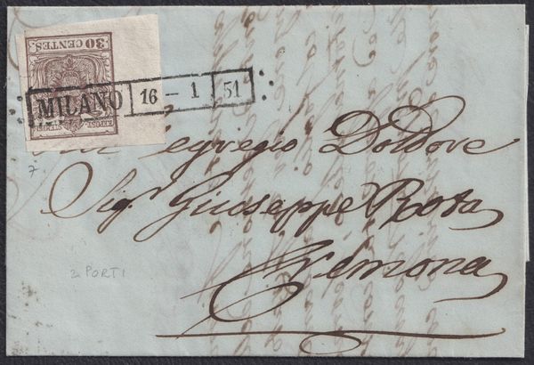 Lombardo Veneto - Storia Postale  - Asta Filatelia e Storia Postale - Associazione Nazionale - Case d'Asta italiane