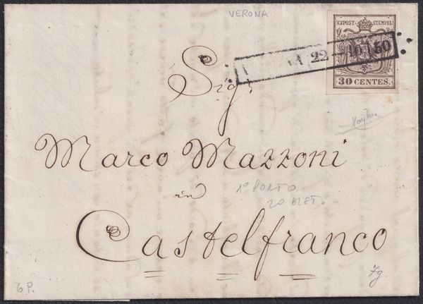 Lombardo Veneto - Storia Postale  - Asta Filatelia e Storia Postale - Associazione Nazionale - Case d'Asta italiane