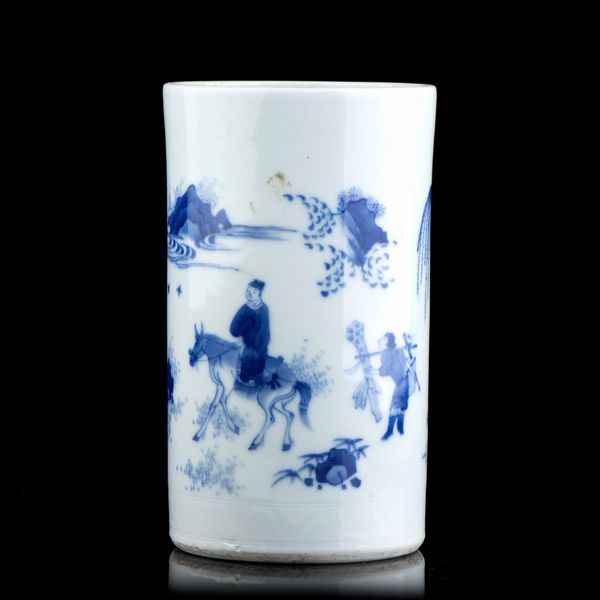 PORTAPENNELLI BITONG IN PORCELLANA 'BIANCO E BLU'  - Asta Arte asiatica e tribale  - Associazione Nazionale - Case d'Asta italiane