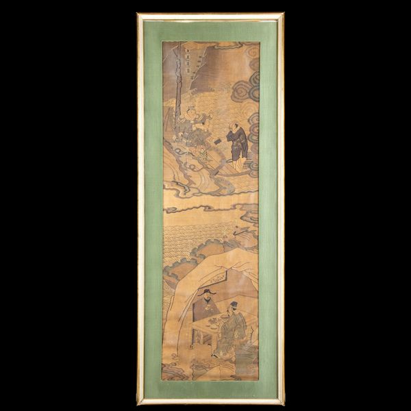 DUE PANNELLI IN SETA KESI CON COMPOSIZIONI DI FIGURE NEL PAESAGGIO  - Asta Arte asiatica e tribale  - Associazione Nazionale - Case d'Asta italiane