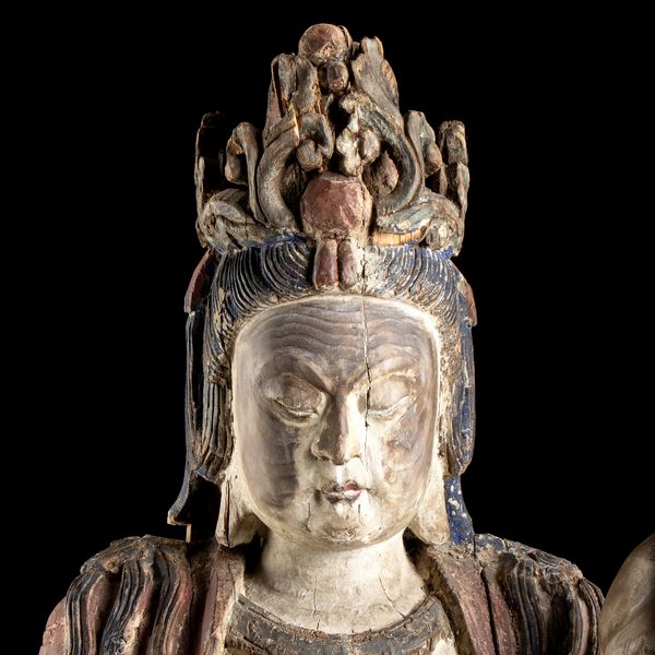 GRANDE GUANYIN IN LEGNO DIPINTO  - Asta Arte asiatica e tribale  - Associazione Nazionale - Case d'Asta italiane
