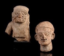 UNA TESTA E UN MEZZOBUSTO IN CERAMICA  - Asta Arte asiatica e tribale  - Associazione Nazionale - Case d'Asta italiane