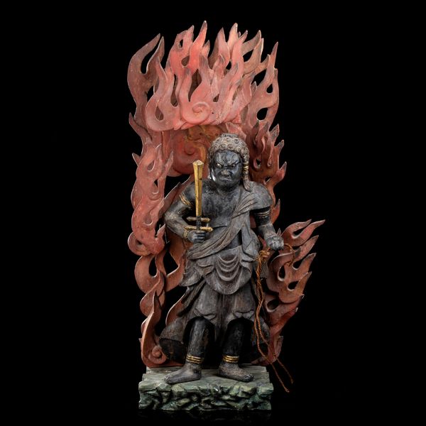 SCULTURA IN LEGNO LACCATO, DIPINTO E PARZIALMENTE DORATO CON FUDO MYOO  - Asta Arte asiatica e tribale  - Associazione Nazionale - Case d'Asta italiane
