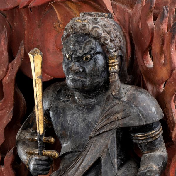 SCULTURA IN LEGNO LACCATO, DIPINTO E PARZIALMENTE DORATO CON FUDO MYOO  - Asta Arte asiatica e tribale  - Associazione Nazionale - Case d'Asta italiane