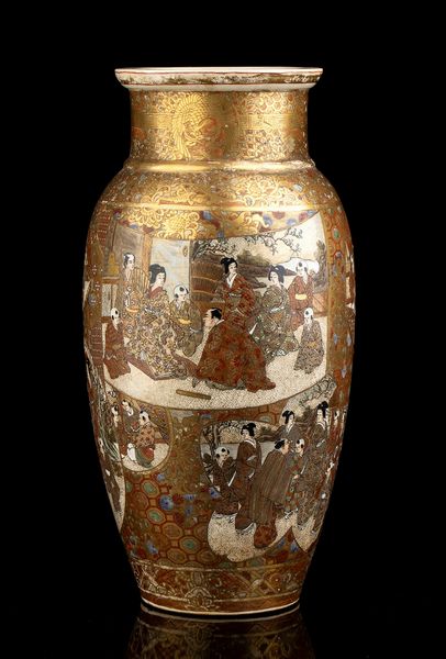 VASO A BALAUSTRO IN CERAMICA 'SATSUMA' CON DECORO A SMALTI POLICROMI E ORO  - Asta Arte asiatica e tribale  - Associazione Nazionale - Case d'Asta italiane